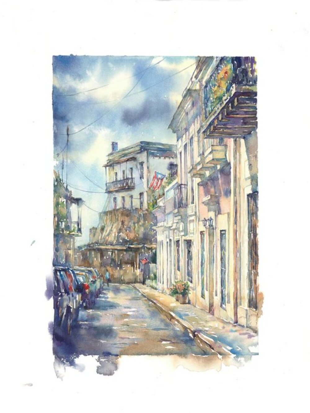 PUERTO RICO - "BALCONES DE VIEJO SAN JUAN" WATERCOLOR (LIMITED EDITION)